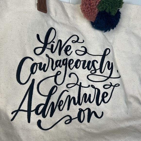 Mary & Martha Canvas Tote “Live Courageously & Adventure On” Embroidered - Picture 3 of 7